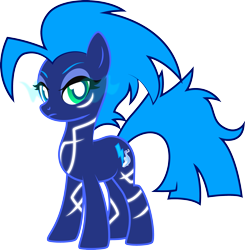 Size: 2513x2564 | Tagged: safe, artist:lightning stripe, derpibooru exclusive, imported from derpibooru, oc, oc only, oc:plasma rain, earth pony, pony, big mane, big tail, blue coat, blue mane, body markings, commission, cutie mark, deadpan, eyeshadow, female, heterochromia, lidded eyes, magic, makeup, mare, show accurate, simple background, solo, transparent background, white pupils
