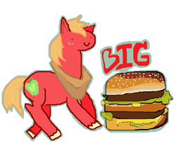 Size: 602x491 | Tagged: safe, artist:seniorpony, imported from derpibooru, big macintosh, earth pony, pony, big mac (burger), burger, food, hamburger, male, mcdonald's, namesake, pun, solo, visual pun, walking