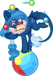 Size: 1791x2569 | Tagged: safe, artist:kurosawakuro, imported from derpibooru, oc, oc only, oc:lorelei snowflake, pony, base used, beach ball, clown makeup, female, juggling, mare, simple background, solo, transparent background