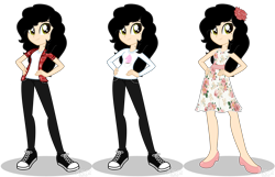 Size: 4979x3206 | Tagged: safe, artist:amgiwolf, imported from derpibooru, oc, oc only, oc:amgi, equestria girls, clothes, converse, dress, equestria girls-ified, female, hand on hip, high heels, shoes, simple background, smiling, transparent background