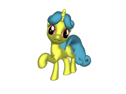 Size: 1200x900 | Tagged: safe, artist:nintenblock64, imported from derpibooru, lemon hearts, pony, unicorn, pony creator, 3d, 3d pony creator, cutie mark, dancing, derp, female, heart, hooves, mare, ponylumen, pose, raised hoof, raised leg, simple background, smiling, transparent background