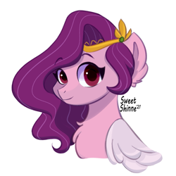 Size: 1701x1701 | Tagged: safe, artist:shinnesweetie, imported from derpibooru, pegasus, pony, adorapipp, bust, chest fluff, cute, female, g5, looking at you, mare, pipp, portrait, simple background, smiling, solo, white background