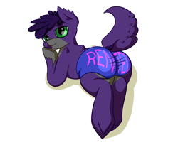 Size: 8080x6600 | Tagged: safe, artist:khaki-cap, imported from derpibooru, oc, oc only, earth pony, butt, clothes, commission, dock, earth pony oc, looking at you, looking back, looking back at you, meta, raised tail, rear view, shorts, sports shorts, tail, text, thicc ass, thick, tight clothing, twitter, twitter link, ych result