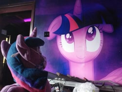 Size: 745x559 | Tagged: safe, imported from derpibooru, twilight sparkle, alicorn, pony, face mask, female, floppy ears, irl, mare, mask, photo, plushie, smiling, twilight sparkle (alicorn)