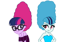 Size: 3500x2042 | Tagged: safe, artist:ktd1993, imported from derpibooru, sonata dusk, twilight sparkle, equestria girls, beehive hairdo, female, lesbian, shipping, twinata