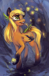 Size: 800x1232 | Tagged: safe, artist:chio-kami, imported from derpibooru, oc, oc only, oc:willow nymph, firefly (insect), insect, mantis, pegasus, pony, looking up, pegasus oc, solo, wings