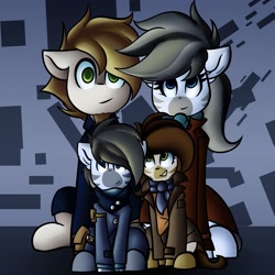 Size: 3000x3000 | Tagged: safe, artist:kranonetwork, imported from derpibooru, oc, oc:aya maine, oc:dia kono, oc:dio kono, oc:gino kono, earth pony, pony, zebra, adult, child, children, couple, family, family photo, female, male