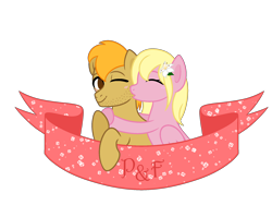 Size: 2000x1500 | Tagged: safe, artist:katelynleeann42, imported from derpibooru, oc, oc only, oc:floria, oc:pumpkin, earth pony, pegasus, pony, female, kissing, male, mare, simple background, stallion, transparent background