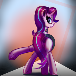 Size: 1598x1600 | Tagged: safe, artist:bextibeld, imported from derpibooru, starlight glimmer, pony, unicorn, butt, choker, frog (hoof), glimmer glutes, looking at you, looking back, looking back at you, plot, underhoof