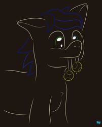 Size: 605x753 | Tagged: safe, artist:quint-t-w, imported from derpibooru, oc, oc only, oc:silly words, pony, sabertooth pony, fangs, heterochromia, male, minimalist, modern art, simple background, solo, tennis ball