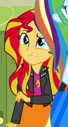 Size: 201x373 | Tagged: safe, imported from derpibooru, screencap, rainbow dash, sunset shimmer, equestria girls, rainbow rocks, cropped