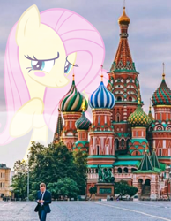 Size: 960x1238 | Tagged: safe, artist:edy_january, imported from derpibooru, fluttershy, human, pegasus, pony, background pony, city, cyrillic, edishy, edishy love is kindness, irl, irl human, moscow, natasha shakovich, photo, russia, russian, solo, st. basil's cathedral