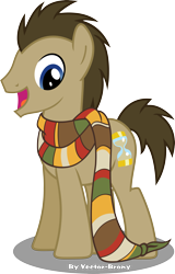 Size: 2429x3787 | Tagged: safe, artist:vector-brony, imported from derpibooru, doctor whooves, time turner, earth pony, pony, clothes, fourth doctor's scarf, male, scarf, simple background, solo, stallion, striped scarf, transparent background, vector