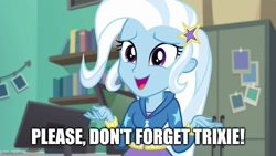 Size: 736x414 | Tagged: safe, edit, edited screencap, imported from derpibooru, screencap, trixie, equestria girls, equestria girls series, forgotten friendship, caption, image macro, meme, text, trixie yells at everything