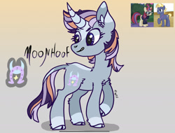 Size: 2189x1668 | Tagged: safe, artist:caramelbolt24, imported from derpibooru, moondancer, star tracker, oc, classical unicorn, pony, unicorn, abstract background, cloven hooves, crack ship offspring, ear fluff, glasses, horn, jewelry, leonine tail, looking back, necklace, offspring, parent:moondancer, parent:star tracker, parents:moontracker, raised hoof, screencap reference, signature, smiling, unicorn oc, unshorn fetlocks