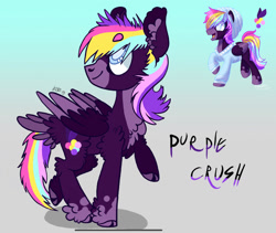 Size: 1280x1079 | Tagged: safe, artist:caramelbolt24, imported from derpibooru, oc, oc only, pegasus, pony, chest fluff, clothes, cloven hooves, duo, ear fluff, feathered fetlocks, hoodie, looking back, multicolored hair, pegasus oc, rainbow hair, raised hoof, signature, smiling, two toned wings, wings