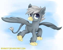 Size: 2000x1600 | Tagged: safe, artist:rivin177, imported from derpibooru, oc, oc only, griffon, cloud, commission, flying, sky, solo
