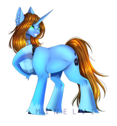Size: 1464x1580 | Tagged: safe, artist:minelvi, imported from derpibooru, oc, oc only, pony, unicorn, ear fluff, grin, hoof hold, horn, raised hoof, signature, simple background, smiling, solo, transparent background, unicorn oc