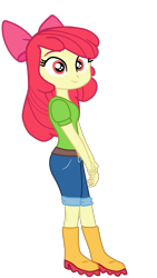 Size: 1246x2214 | Tagged: safe, artist:gmaplay, imported from derpibooru, apple bloom, human, equestria girls, boots, bow, clothes, female, hair bow, rain boots, shoes, simple background, solo, transparent background, vector