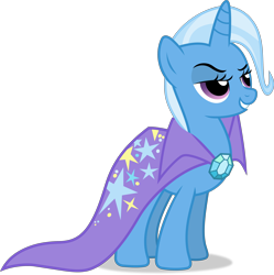 Size: 3980x4000 | Tagged: safe, artist:frownfactory, imported from derpibooru, trixie, pony, unicorn, boast busters, cape, clothes, female, gem, grin, horn, mare, simple background, smiling, smug, solo, teeth, transparent background, trixie's cape, vector