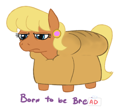 Size: 774x681 | Tagged: safe, artist:jargon scott, imported from ponybooru, ms. harshwhinny, bread pony, earth pony, food pony, original species, pony, bread, female, food, mare, ms. harshwhinny is not amused, ponified, simple background, solo, unamused, white background