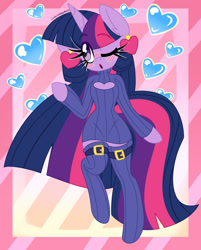 Size: 1280x1595 | Tagged: safe, artist:ladylullabystar, imported from derpibooru, twilight sparkle, semi-anthro, clothes, ear piercing, earring, jewelry, keyhole turtleneck, piercing, socks, solo, sweater, thigh highs, turtleneck