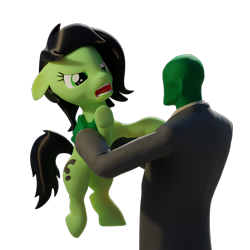 Size: 3840x3840 | Tagged: safe, artist:xppp1n, imported from ponybooru, oc, oc:anon, oc:filly anon, human, pony, angry, blender, blender cycles, female, filly, holding a pony, self ponidox, simple background, transparent background