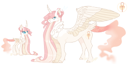 Size: 2602x1301 | Tagged: safe, artist:softiesuns, imported from derpibooru, oc, oc only, hybrid, pony, female, interspecies offspring, offspring, parent:discord, parent:princess celestia, parents:dislestia, simple background, transparent background