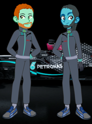 Size: 2664x3588 | Tagged: safe, artist:gmaplay, imported from derpibooru, equestria girls, car, equestria girls-ified, formula 1, lewis hamilton, mercedes, mercedes-benz, mercedes-benz sls amg, motorsport, racecar, valteri bottas