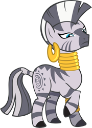 Size: 4313x5998 | Tagged: safe, artist:triox404, imported from derpibooru, zecora, pony, zebra, bracelet, ear piercing, female, jewelry, neck rings, piercing, raised hoof, simple background, solo, transparent background, vector