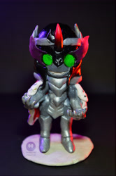 Size: 3000x4512 | Tagged: safe, artist:crosslineanimator, imported from derpibooru, king sombra, armor, chibi, claws, evil grin, figure, glowing eyes, grin, model, polymer clay, smiling, sombra eyes