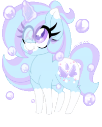 Size: 964x1200 | Tagged: safe, artist:ladylullabystar, imported from derpibooru, oc, oc only, oc:bubble tea, pony, animated, bubble, gif, magic, solo, tongue out