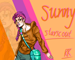 Size: 2100x1660 | Tagged: safe, artist:ktk's sky, imported from derpibooru, sunny starscout, human, bag, clothes, female, g5, jojo's bizarre adventure, solo, zoom layer