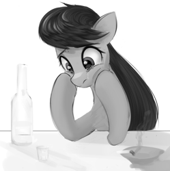 Size: 1263x1266 | Tagged: safe, artist:some_ponu, imported from derpibooru, octavia melody, earth pony, pony, alcohol, cigarette, crying, sad, simple background, solo, white background