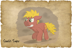 Size: 1024x683 | Tagged: safe, alternate version, artist:malte279, imported from derpibooru, oc, oc:scarlet temper, earth pony, tails of equestria, npc, parchment, robin hood, will scarlet