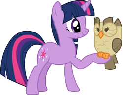 Size: 3896x3000 | Tagged: safe, artist:cloudy glow, artist:cloudyglow, imported from derpibooru, owlowiscious, twilight sparkle, bird, owl, pony, unicorn, keep calm and flutter on, .ai available, absurd resolution, duo, female, high res, male, mare, simple background, transparent background, unicorn twilight, vector