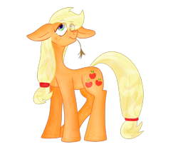 Size: 823x677 | Tagged: safe, artist:junko, artist:php163, imported from derpibooru, part of a set, applejack, earth pony, pony, art, big ears, cute, digital art, female, floppy ears, food, freckles, jackabetes, looking offscreen, mare, missing accessory, signature, simple background, solo, straw in mouth, transparent background, vector, wheat