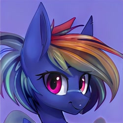 Size: 1024x1024 | Tagged: safe, artist:thisponydoesnotexist, imported from derpibooru, pony, ai content, ai generated, blue background, generator:thisponydoesnotexist, neural network, not rainbow dash, simple background, solo