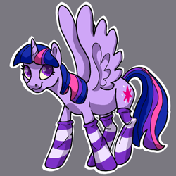 Size: 1080x1080 | Tagged: safe, artist:shaslan, imported from derpibooru, twilight sparkle, alicorn, pony, clothes, socks, solo, striped socks, twilight sparkle (alicorn)