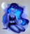 Size: 1640x1924 | Tagged: safe, artist:shavurrr, artist:tatar.sauce, imported from derpibooru, princess luna, alicorn, anthro, beautisexy, belly button, bra, breasts, cleavage, clothes, crescent moon, crop top bra, digital art, female, lidded eyes, long hair, looking at you, mare, moon, shorts, smiling, solo, spread wings, tanktop, underwear, wings