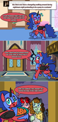 Size: 1280x2680 | Tagged: safe, artist:ladyanidraws, imported from derpibooru, oc, oc:pun, pony, ask pun, ask, clothes, costume, female, filly, glasses, nightmare night costume