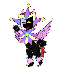 Size: 1096x1252 | Tagged: safe, artist:wapamario63, imported from ponybooru, oc, oc only, oc:kirbybot, pegasus, pony, clothes, cosplay, costume, dimentio, flying, male, mask, simple background, solo, spread wings, stallion, super paper mario, transparent background, wings