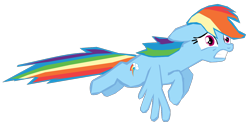 Size: 1280x678 | Tagged: safe, artist:benpictures1, imported from derpibooru, part of a set, rainbow dash, pegasus, pony, dragon quest, backwards cutie mark, cute, dashabetes, female, flying, gritted teeth, inkscape, scared, simple background, solo, teeth, transparent background, vector