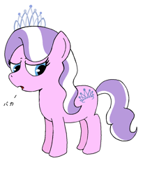 Size: 900x1100 | Tagged: safe, artist:nordicllama, imported from derpibooru, diamond tiara, earth pony, pony, female, filly, japanese, simple background, solo