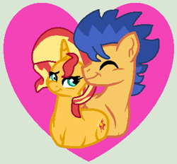 Size: 366x339 | Tagged: safe, artist:jadeharmony, artist:jadethepegasus, imported from derpibooru, flash sentry, sunset shimmer, unicorn, female, flashimmer, heart, male, shipping, straight