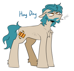 Size: 988x947 | Tagged: safe, artist:redxbacon, imported from derpibooru, oc, oc only, oc:hay day, earth pony, pony, cigarette, smoking, solo