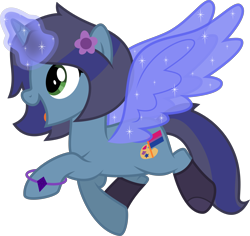 Size: 4237x4000 | Tagged: safe, alternate version, artist:melisareb, imported from derpibooru, oc, oc only, oc:savannah london, pony, unicorn, absurd resolution, alicorn wings, artificial wings, augmented, bisexual pride flag, bracelet, clothes, female, glowing horn, horn, inkscape, jewelry, magic, magic wings, mare, open mouth, pride, pride flag, simple background, socks, solo, telekinesis, transparent background, vector, wings