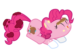 Size: 2200x1500 | Tagged: safe, artist:lightning_musicwave, imported from derpibooru, pinkie pie, earth pony, pony, cute, dirty, eyes closed, food, head up, messy eating, solo, tongue out