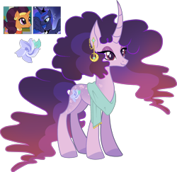 Size: 2092x2033 | Tagged: safe, artist:blizzard-queen, imported from derpibooru, princess luna, saffron masala, pony, unicorn, female, luna masala, magical lesbian spawn, mare, offspring, parent:princess luna, parent:saffron masala, parents:luna masala, simple background, transparent background