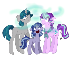 Size: 2100x1772 | Tagged: safe, artist:gallantserver, imported from derpibooru, starlight glimmer, stygian, oc, oc:artemis (gallantserver), pony, unicorn, female, filly, male, mare, offspring, shipping, simple background, straight, styglimmer, transparent background